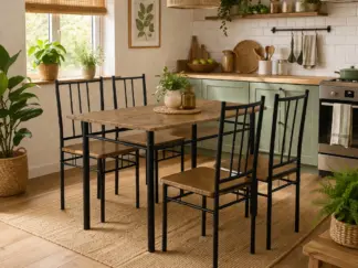 Conjunto Mesa e 4 Cadeiras, Brand (Preto, Castanho)